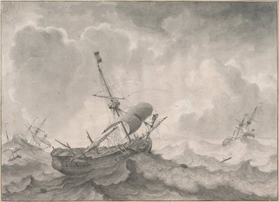 Navios num mar tempestuoso de Ludolf Bakhuizen