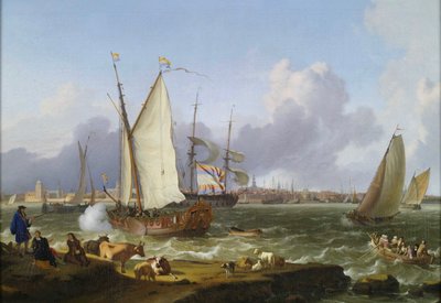 Vista de Emden a partir da ilha de Nesserland de Ludolf Bakhuizen
