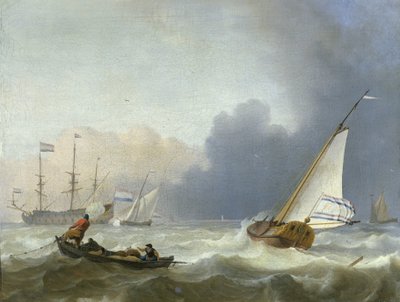 Mar agitado com um iate holandês Mar agitado com um iate holandês sob vela de Ludolf Bakhuysen