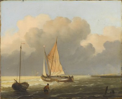 Mares ao largo da costa, com Spritsail Barge de Ludolf Bakhuysen