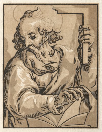 Cristo e os apóstolos: São Tomás com a praça, 1600s. de Ludolph Büsinck