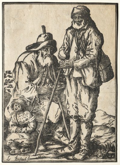 Dois mendigos e criança leprosa. de Ludolph Büsinck
