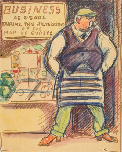Manutenção do status quo durante as alterações do Mapa da Europa, c.1915 (aguarela sobre papel) de Ludovic Rodolphe Pissarro