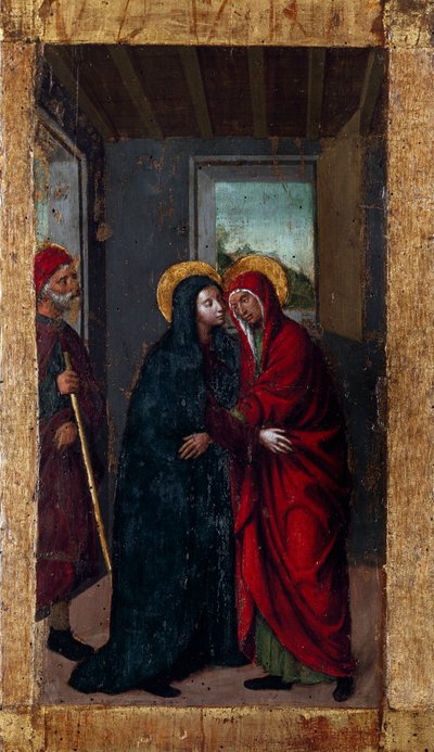 A vida da Virgem: Série "Visitação" "Mysteres of the Rosary" Pintura sobre madeira de Ludovico Brea (Louis Brea) (1450-1523) 1512-1513 Taggia, Museo del Convento di San Domenico Itália de Ludovico Brea