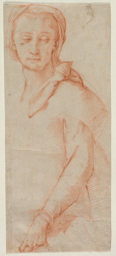 Estudo de figura de meio comprimento de uma mulher, 1500s. de Ludovico Cardi Cigoli