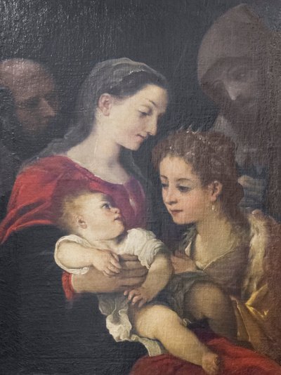 A Sagrada Família com os Santos Francisco e Catarina de Alexandria, c.1589-92 (óleo sobre tela) de Ludovico Carracci