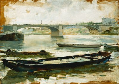 Barcaças no Sena, Paris, de Ludovico Marchetti