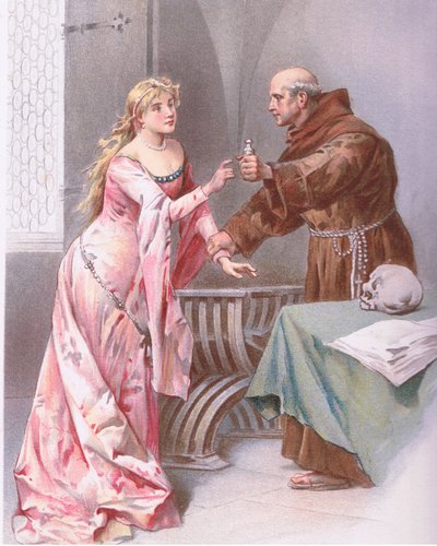 Frade Segure a filha, eu espio uma espécie de esperança., Ilustração de Romeu e Julieta, de Ludovico Marchetti