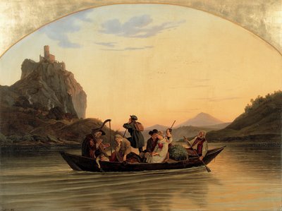 Travessia em Schreckenstein, 1837 de Ludwig Adrian Richter