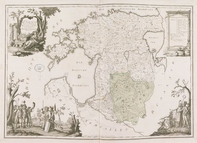 Mapa geral da Estônia e Letônia. Atlas de la Livonie, 1798. de Ludwig August von Mellin