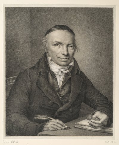 Johann Joachim Bellermann, retrato de busto à mesa, com um anel de sinete na mão de Ludwig Buchhorn
