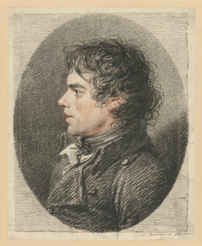 Retrato de busto masculino de perfil voltado para a esquerda de Ludwig Buchhorn