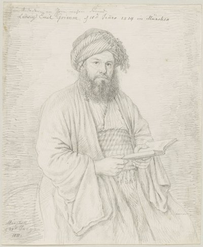 O padre carmelita Wolfgang Bock em traje oriental de Ludwig Emil Grimm