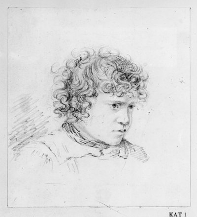 Retrato de rapaz voltado para a direita de Ludwig Emil Grimm