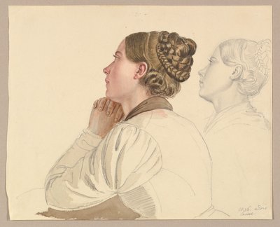 Estudos de uma mulher a rezar de Ludwig Emil Grimm