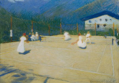 Quadra de tênis em Gossensass, 1908. de Ludwig Ferdinand Graf