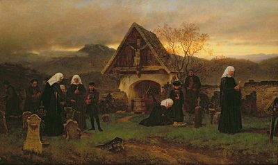 O dia de toda alma no cemitério de Ludwig Friedrich Wilhelm Riefstahl