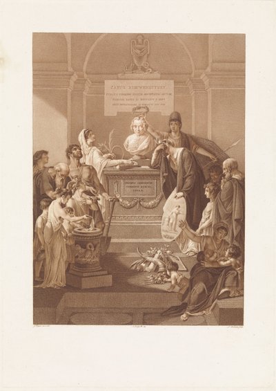 Cena alegórica com pedra memorial para Jan Nieuwenhuyzen, morreu em 1806 de Ludwig Gottlieb Portman