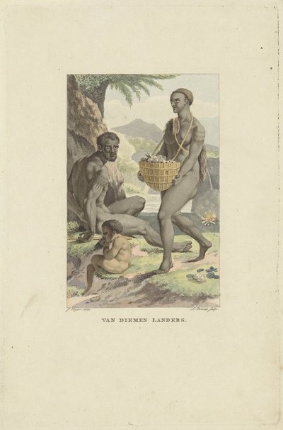 Habitantes da Tasmânia
Van Diemen Landers (título sobre o objecto) de Ludwig Gottlieb Portman