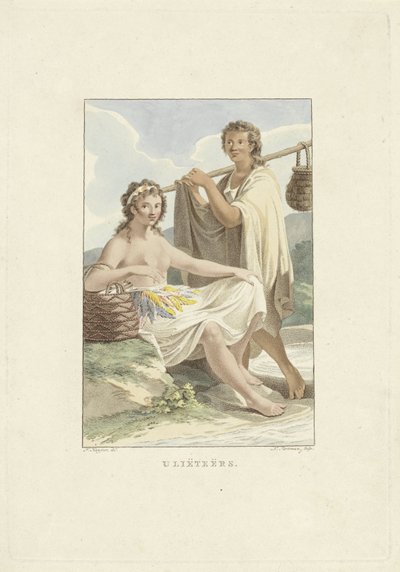 Habitantes da ilha de Ulietea (Raiatea) Ulieteans (título no objeto) de Ludwig Gottlieb Portman
