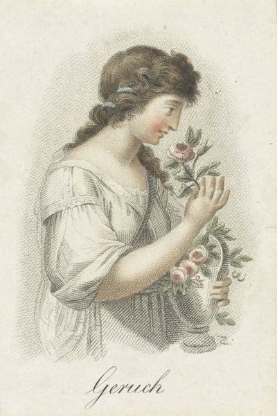 Cheiro Rumor (título no objeto) Cinco sentidos representados por figuras femininas (título da série) Die Funf Sinne (título da série) de Ludwig Gottlieb Portman