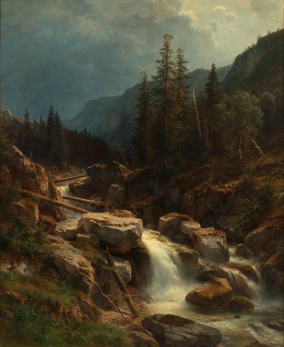 Montanhas durante uma trovoada crescente de Ludwig Halauska