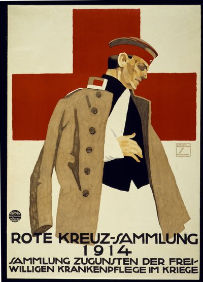 Campanha de Angariação de Fundos para a Cruz Vermelha Alemã, pub. 1914 (cor litho) de Ludwig Hohlwein