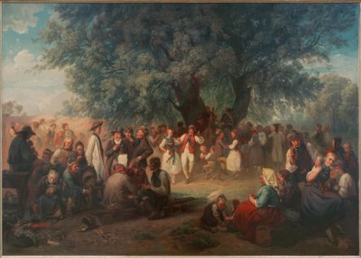 Dança de aldeia debaixo do limoeiro de Ludwig Knaus