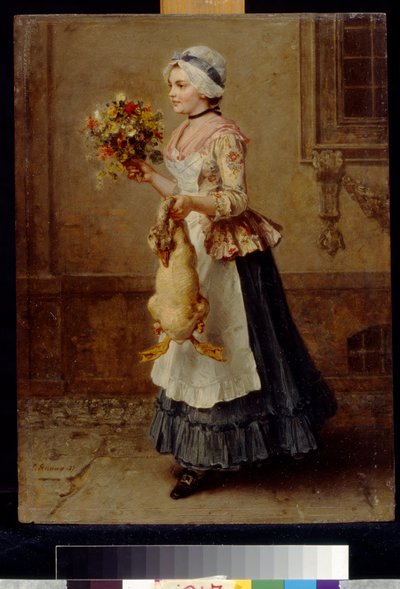 Com os parabéns de Knaus, Ludwig (1829-1910). Óleo sobre madeira de Ludwig Knaus