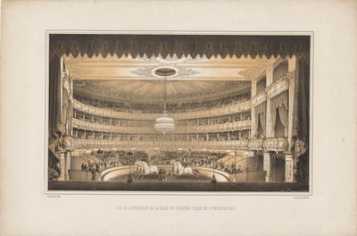 Interior do Teatro Equestre de Circo em São Petersburgo, 1850. de Ludwig Premazzi