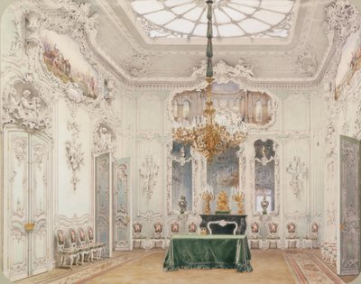 Interiores do Palácio de inverno. A sala de jantar verde, 1852 de Ludwig Premazzi