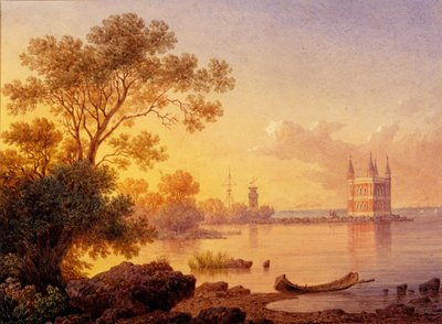Vista sobre o pavilhão de rosas Ozerki em Peterhof de Ludwig Premazzi