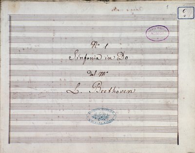 Primeira página da partitura da Symphony no 1 en C major opus 21, de Ludwig van Beethoven de Ludwig van Beethoven