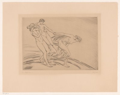 Duas mulheres sequestram um homem de Ludwig von Hofmann (signed by artist)