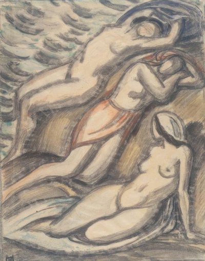 Três mulheres tomando banho de Ludwig von Hofmann