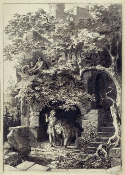 Esboço de composição do período de estudos na Academia de Dresden de Ludwig von Hofmann