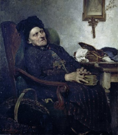 Mulher idosa no interior de Ludwig von Löfftz