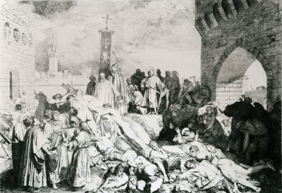 A peste em Florença descrita por Boccaccio de Luigi (after) Sabatelli