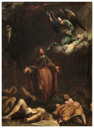 Transept Norte, Altar de San Rocco 1635, 45, Genovesino 1645, San Rocco recebe a cessação da peste, Parte inferior esquerda pintada de Luigi Miradori