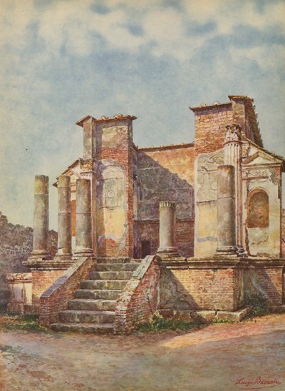 Pompeia: Templo de Ísis (litografia a cores) de Luigi Bazzani