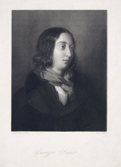 Retrato de George Sand, pub. 1837 (gravura) de Luigi Calamatta