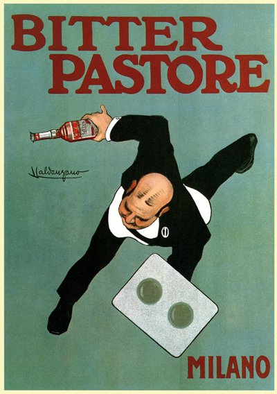 Publicidade ao aperitivo "Bitter Pastore", c.1910 (cartaz) de Luigi Caldanzano