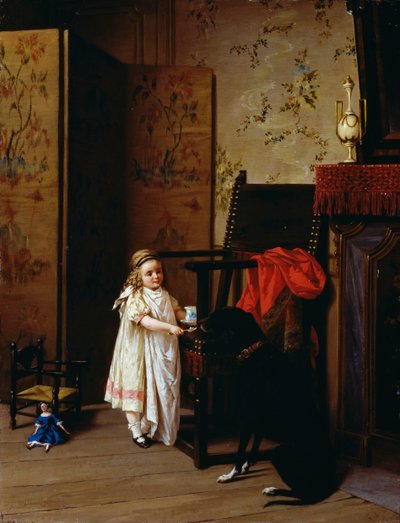 Pequeno almoço para dois, por Luigi Crosio (1835-1915), óleo sobre painel, 42x32 cm de Luigi Crosio