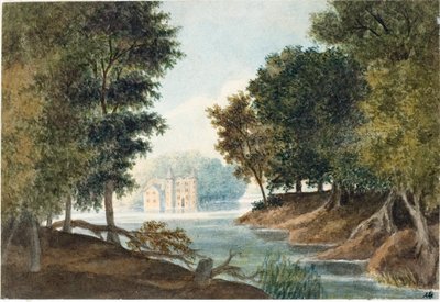 Paisagem com Rio e Vila (Aquarela, c.1825) de Luigi Garibbo