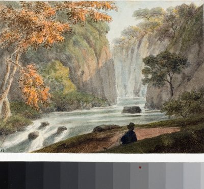 Paisagem com Rio e Cachoeira (Aquarela, c.1825) de Luigi Garibbo
