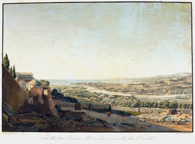 Vista de Génova e arredores desde a estrada para Camaldoli (Etching de Luigi Garibbo
