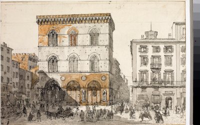 Vista da igreja Orsanmichele em Florença (Aquarela, ca. 1820) de Luigi Garibbo