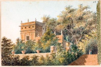 Vista de Villa Pallavicini delle Peschiere , Génova (aguarela, ca. 1825) de Luigi Garibbo