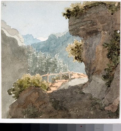 Vista da trilha de montanha (Aquarela, ca. 1820) de Luigi Garibbo
