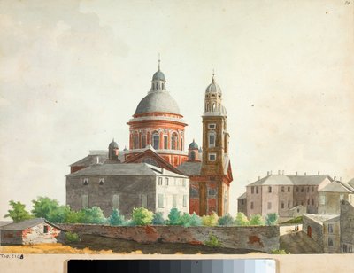 Vista da Basílica de Santa Maria Assunta di Carignano em Génova (aguarela) de Luigi Garibbo